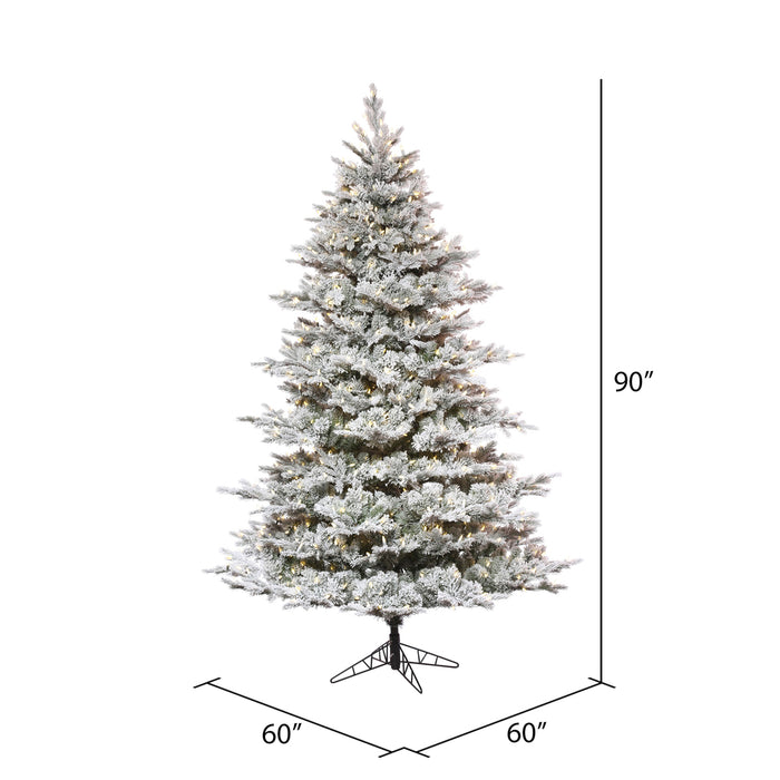7'6"Hx60"W PE Flocked Kiana Artificial Christmas Tree, LED Pre-Lit -White - K173376LED