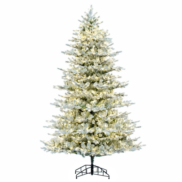 9'Hx66"W PE Flocked Kiana Artificial Christmas Tree, LED Pre-Lit -White - K173381LED