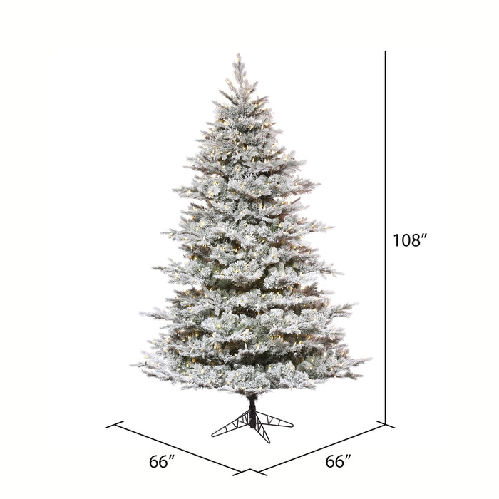 9'Hx66"W PE Flocked Kiana Artificial Christmas Tree, LED Pre-Lit -White - K173381LED