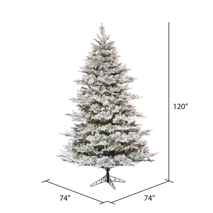 10'Hx74"W PE Flocked Kiana Artificial Christmas Tree, LED Pre-Lit -White - K173386LED