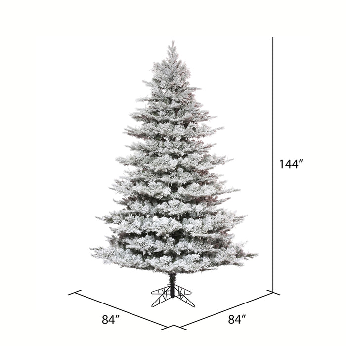 12'Hx84"W PE Flocked Kiana Artificial Christmas Tree, Unlit -White - K173390