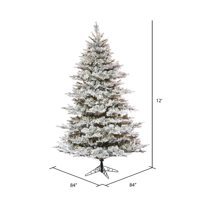 12'Hx84"W PE Flocked Kiana Artificial Christmas Tree, LED Pre-Lit -White - K173391LED