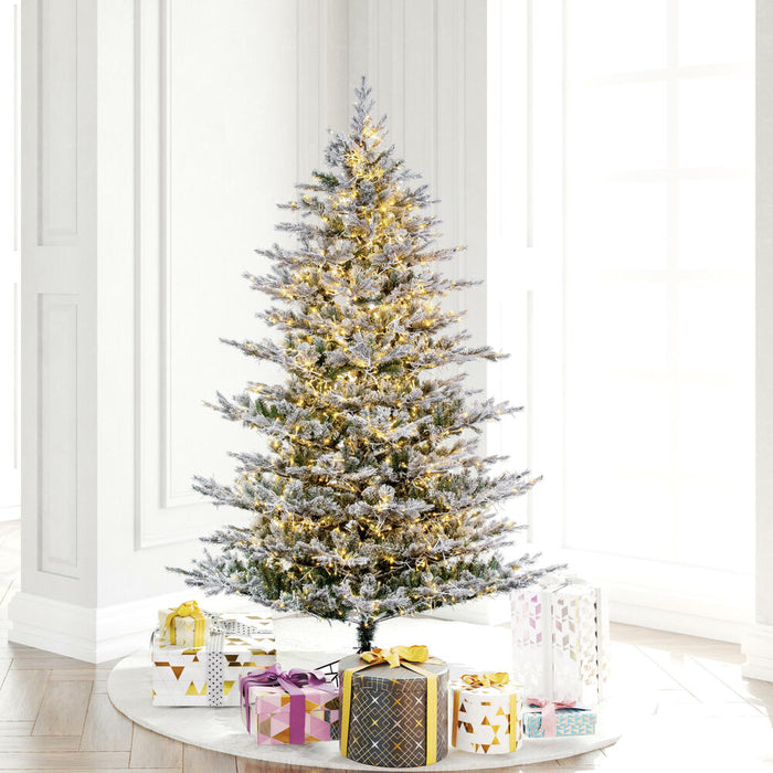 6'6"Hx54"W PE Flocked Kiana Artificial Christmas Tree, Micro LED Pre-Lit (Multi-Mode) -White - K173466LEDCC