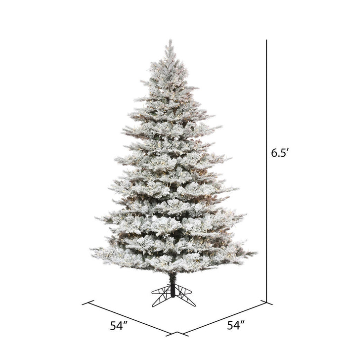 6'6"Hx54"W PE Flocked Kiana Artificial Christmas Tree, Micro LED Pre-Lit -White - K173466LED