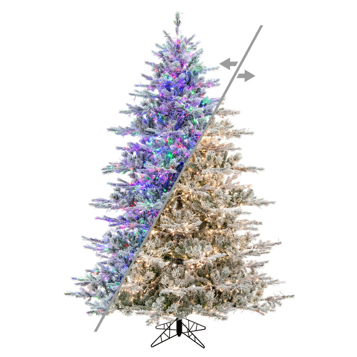 7'6"Hx60"W PE Flocked Kiana Artificial Christmas Tree, Micro LED Pre-Lit (Multi-Mode) -White - K173476LEDCC