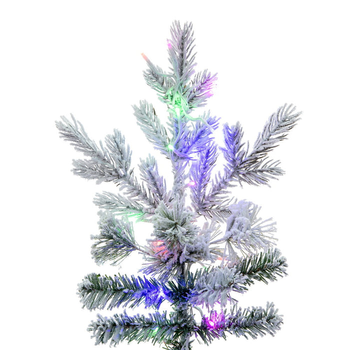 7'6"Hx60"W PE Flocked Kiana Artificial Christmas Tree, Micro LED Pre-Lit (Multi-Mode) -White - K173476LEDCC