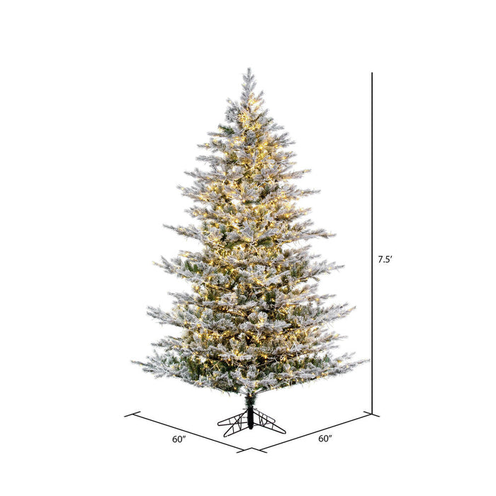 7'6"Hx60"W PE Flocked Kiana Artificial Christmas Tree, Micro LED Pre-Lit (Multi-Mode) -White - K173476LEDCC
