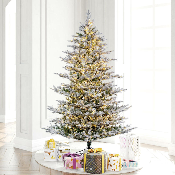 7'6"Hx60"W PE Flocked Kiana Artificial Christmas Tree, Micro LED Pre-Lit (Multi-Mode) -White - K173476LEDCC