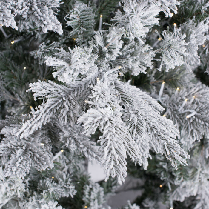 7'6"Hx60"W PE Flocked Kiana Artificial Christmas Tree, Micro LED Pre-Lit -White - K173476LED