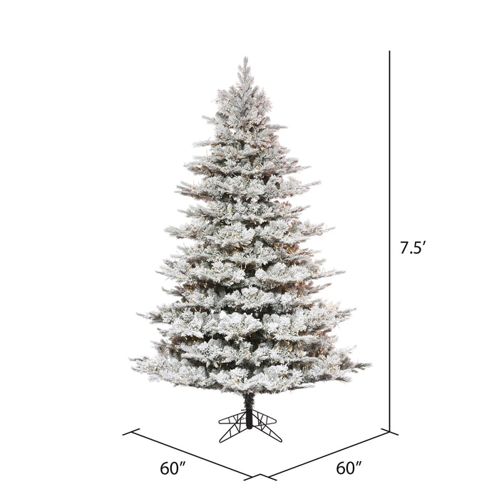 7'6"Hx60"W PE Flocked Kiana Artificial Christmas Tree, Micro LED Pre-Lit -White - K173476LED