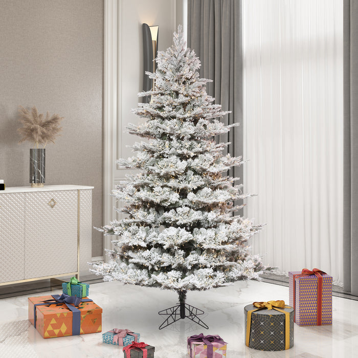 9'Hx66"W PE Flocked Kiana Artificial Christmas Tree, Micro LED Pre-Lit -White - K173481LED