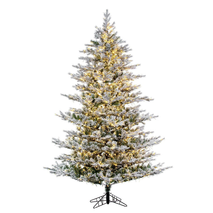 9'Hx66"W PE Flocked Kiana Artificial Christmas Tree, Micro LED Pre-Lit (Multi-Mode) -White - K173481LEDCC
