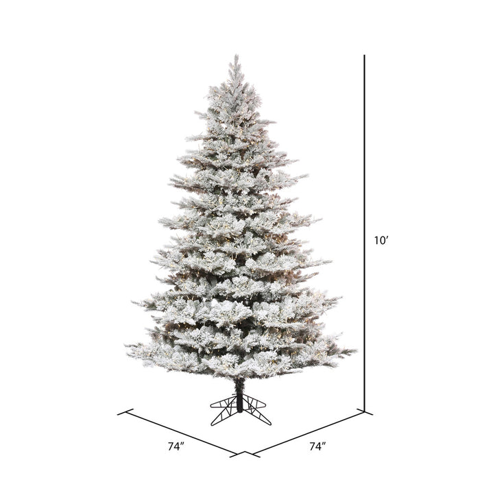10'Hx74"W PE Flocked Kiana Artificial Christmas Tree, Micro LED Pre-Lit -White - K173486LED
