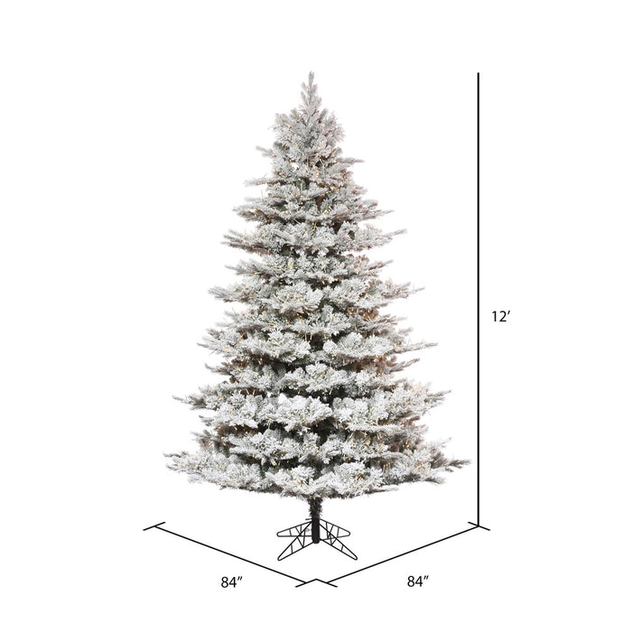 12'Hx80"W PE Flocked Kiana Artificial Christmas Tree, Micro LED Pre-Lit -White - K173491LED