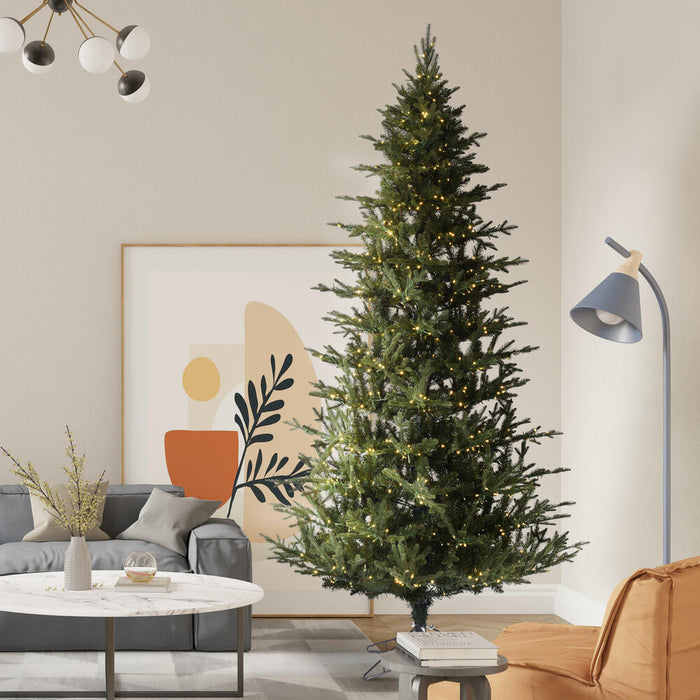 6'6"Hx42"W PE Slim Kamas Fraser Fir Artificial Christmas Tree, Micro LED Pre-Lit -White/Green - K184166LED