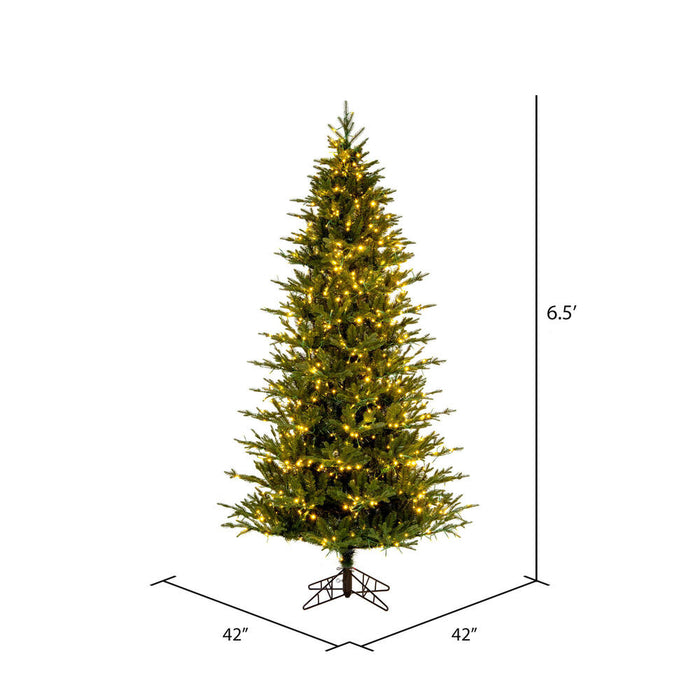 6'6"Hx42"W PE Slim Kamas Fraser Fir Artificial Christmas Tree, Micro LED Pre-Lit (Multi-Mode) -White/Green - K184168LEDCC