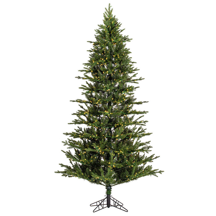 10'Hx63"W PE Slim Kamas Fraser Fir Artificial Christmas Tree, Micro LED Pre-Lit -White/Green - K184186LED