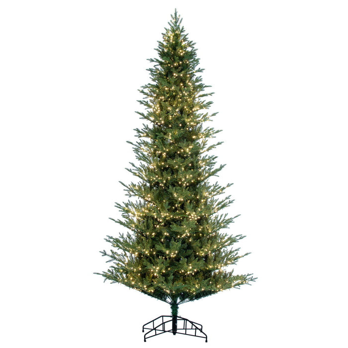 9'Hx57"W PE Slim Kamas Fraser Fir Artificial Christmas Tree, Micro LED Pre-Lit -White/Green - K184181LED