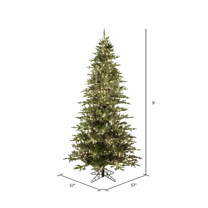 9'Hx57"W PE Slim Kamas Fraser Fir Artificial Christmas Tree, Micro LED Pre-Lit -White/Green - K184181LED