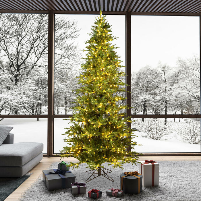 9'Hx57"W PE Slim Kamas Fraser Fir Artificial Christmas Tree, Micro LED Pre-Lit -White/Green - K184181LED