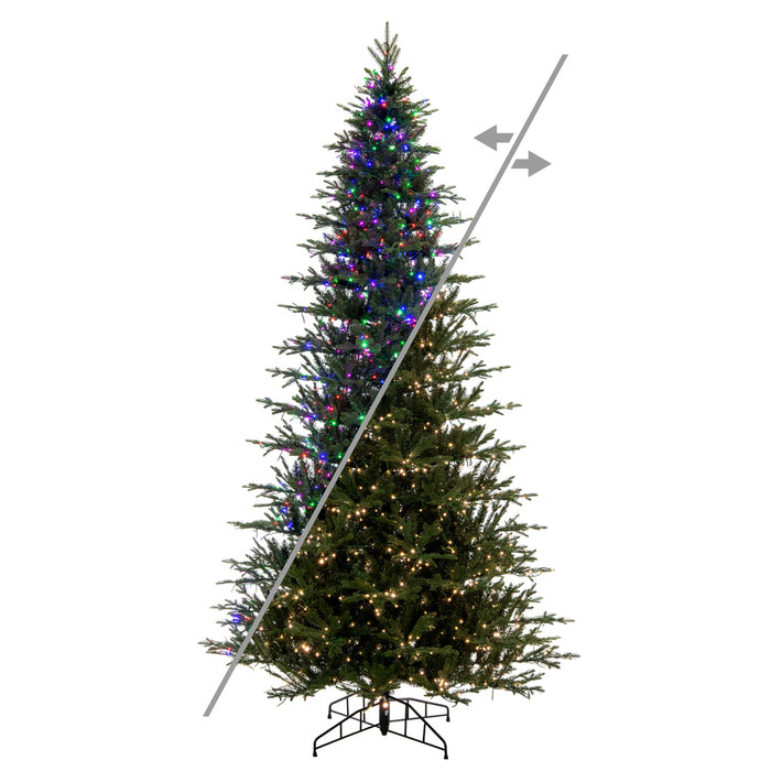 9'Hx57"W PE Slim Kamas Fraser Fir Artificial Christmas Tree, Micro LED Pre-Lit (Multi-Mode) -White/Green - K184183LEDCC