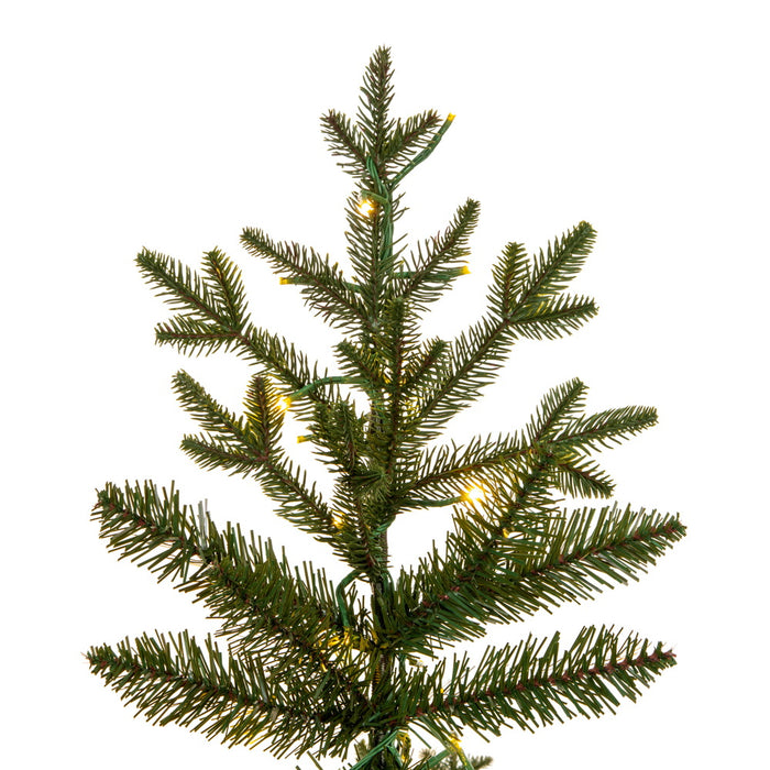 7'6"Hx48"W PE Slim Kamas Fraser Fir Artificial Christmas Tree, Micro LED Pre-Lit (Multi-Mode) -White/Green - K184178LEDCC