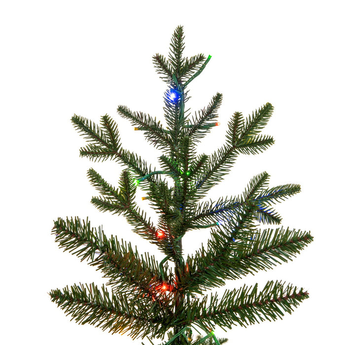 12'Hx72"W PE Slim Kamas Fraser Fir Artificial Christmas Tree, Micro LED Pre-Lit (Multi-Mode) -White/Green - K184193LEDCC