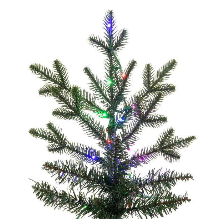 12'Hx72"W PE Slim Kamas Fraser Fir Artificial Christmas Tree, Micro LED Pre-Lit (Multi-Mode) -White/Green - K184193LEDCC