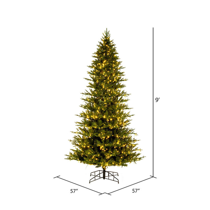 9'Hx57"W PE Slim Kamas Fraser Fir Artificial Christmas Tree, Micro LED Pre-Lit (Multi-Mode) -White/Green - K184183LEDCC