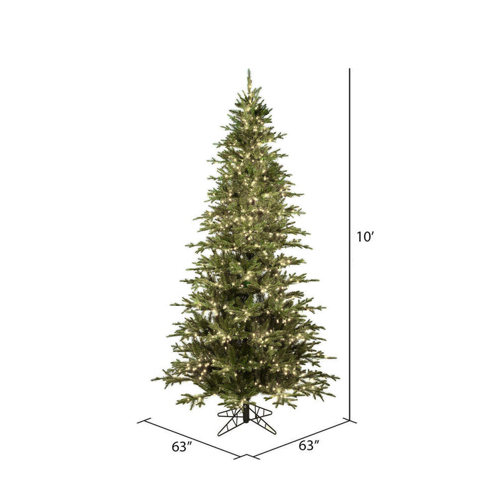 10'Hx63"W PE Slim Kamas Fraser Fir Artificial Christmas Tree, Micro LED Pre-Lit -White/Green - K184186LED