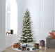 6'6"Hx42"W PE Slim Flocked Kamas Fraser Fir Artificial Christmas Tree, Unlit -White/Green - K185065