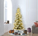 6'6"Hx42"W PE Slim Flocked Kamas Fraser Fir Artificial Christmas Tree, LED Pre-Lit -White/Green - K185066LED
