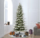 7'6"Hx48"W PE Slim Flocked Kamas Fraser Fir Artificial Christmas Tree, Unlit -White/Green - K185075