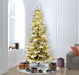7'6"Hx48"W PE Slim Flocked Kamas Fraser Fir Artificial Christmas Tree, LED Pre-Lit -White/Green - K185076LED