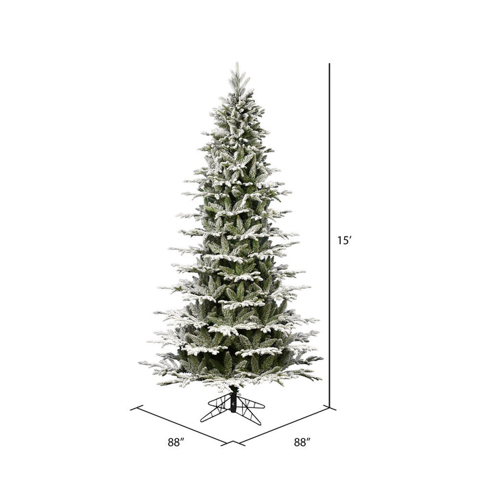 15'Hx88"W PE Slim Flocked Kamas Fraser Fir Artificial Christmas Tree, Unlit -White/Green - K185095