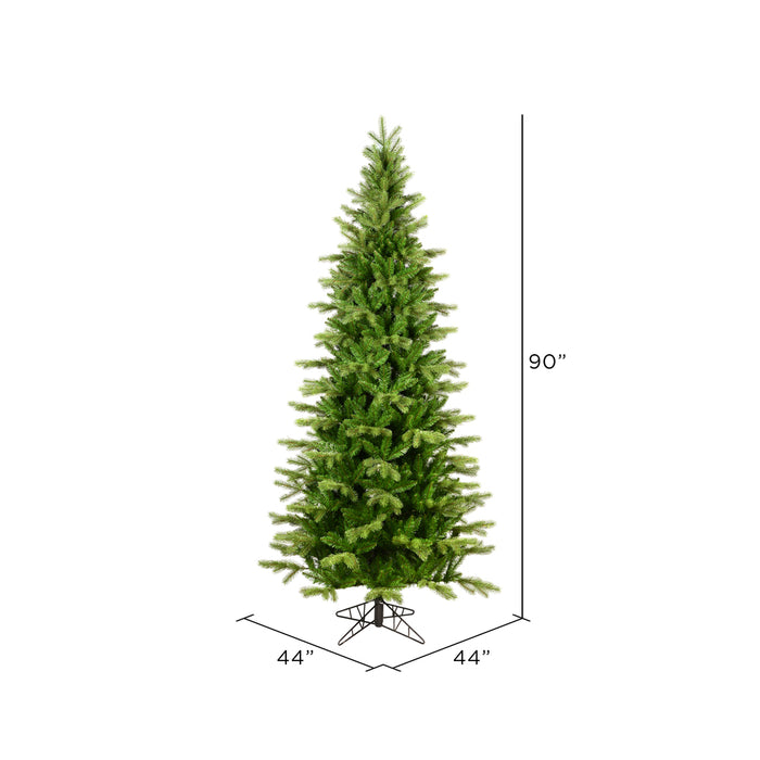 7'6"Hx44"W PE Slim Balsam Spruce Artificial Christmas Tree, Unlit -Green - K186175
