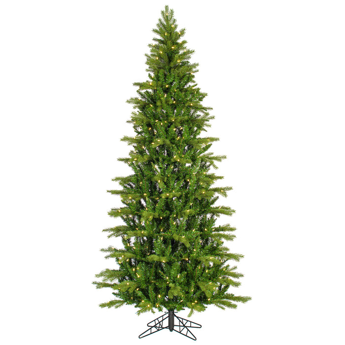 7'6"Hx44"W PE Slim Balsam Spruce Artificial Christmas Tree, LED Pre-Lit -Green - K186176LED