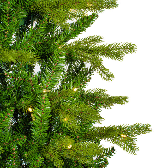 7'6"Hx44"W PE Slim Balsam Spruce Artificial Christmas Tree, LED Pre-Lit -Green - K186176LED
