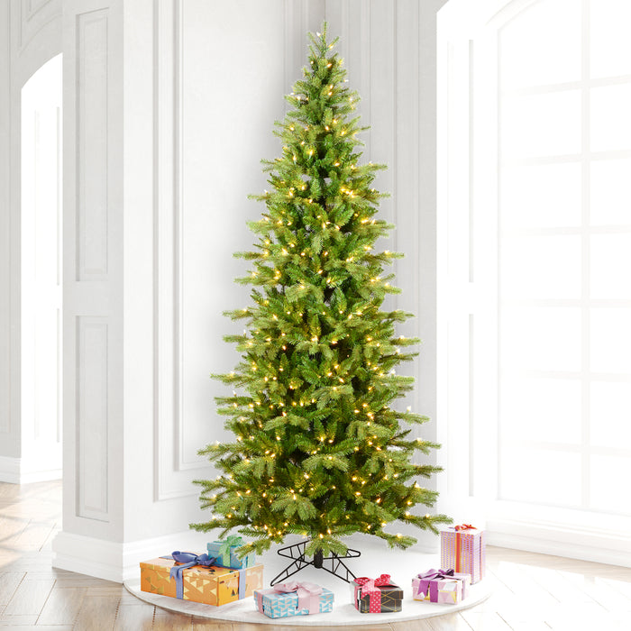 7'6"Hx44"W PE Slim Balsam Spruce Artificial Christmas Tree, LED Pre-Lit -Green - K186176LED