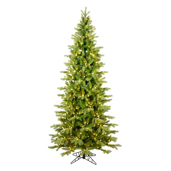 6'6"Hx40"W PE Slim Balsam Spruce Artificial Christmas Tree, LED Pre-Lit -Green - K186166LED