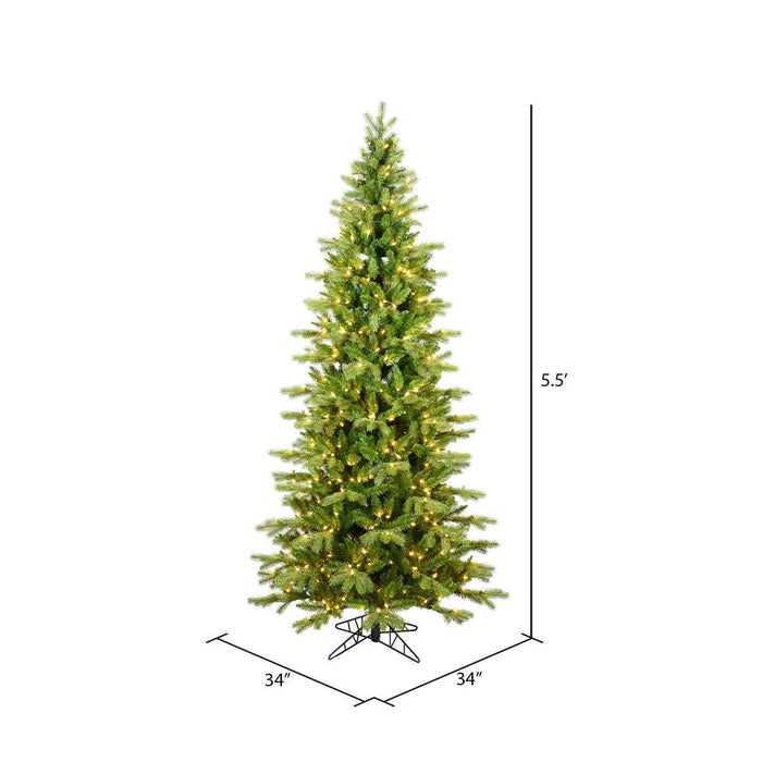 5'6"Hx36"W PE Slim Balsam Spruce Artificial Christmas Tree, Micro LED Pre-Lit -Green - K186256LED