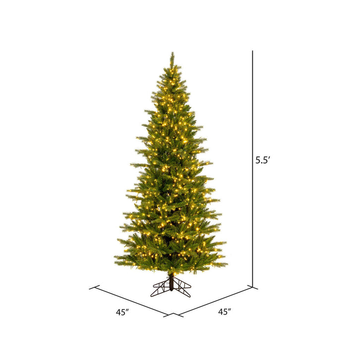 5'6"Hx36"W PE Slim Balsam Spruce Artificial Christmas Tree, Micro LED Pre-Lit (Multi-Mode) -Green - K186258LEDCC