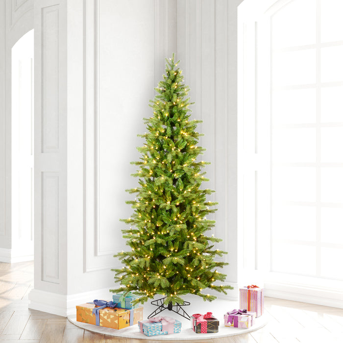 5'6"Hx36"W PE Slim Balsam Spruce Artificial Christmas Tree, Micro LED Pre-Lit -Green - K186256LED