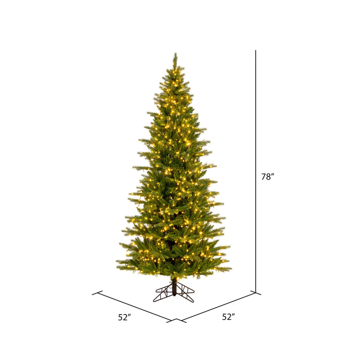 6'6"Hx40"W PE Slim Balsam Spruce Artificial Christmas Tree, Micro LED Pre-Lit (Multi-Mode) -Green - K186268LEDCC