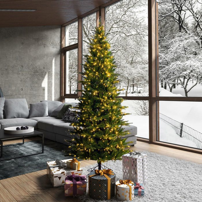 6'6"Hx40"W PE Slim Balsam Spruce Artificial Christmas Tree, Micro LED Pre-Lit (Multi-Mode) -Green - K186268LEDCC