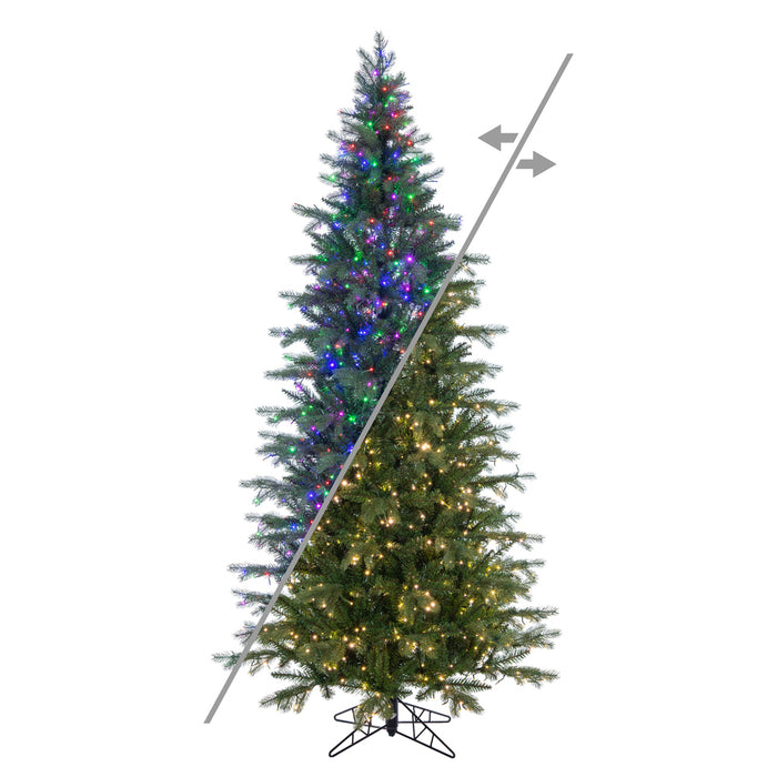 7'6"Hx44"W PE Slim Balsam Spruce Artificial Christmas Tree, Micro LED Pre-Lit (Multi-Mode) -Green - K186278LEDCC