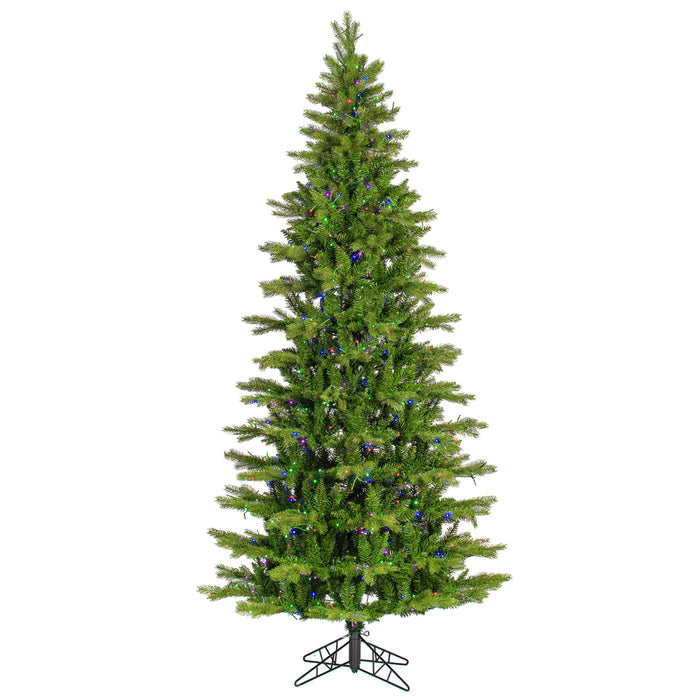 7'6"Hx44"W PE Slim Balsam Spruce Artificial Christmas Tree, Micro LED Pre-Lit (Multi-Mode) -Green - K186278LEDCC