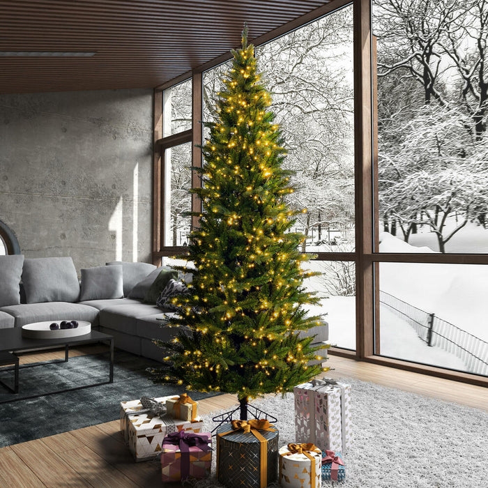7'6"Hx44"W PE Slim Balsam Spruce Artificial Christmas Tree, Micro LED Pre-Lit (Multi-Mode) -Green - K186278LEDCC
