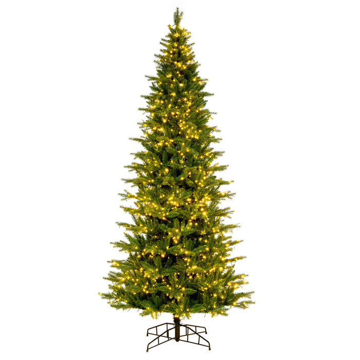 9'Hx52"W PE Slim Balsam Spruce Artificial Christmas Tree, Micro LED Pre-Lit (Multi-Mode) -Green - K186283LEDCC