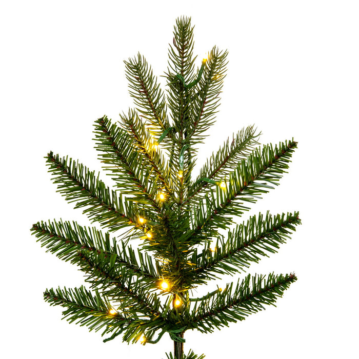 12'Hx65"W PE Slim Balsam Spruce Artificial Christmas Tree, Micro LED Pre-Lit (Multi-Mode) -Green - K186293LEDCC